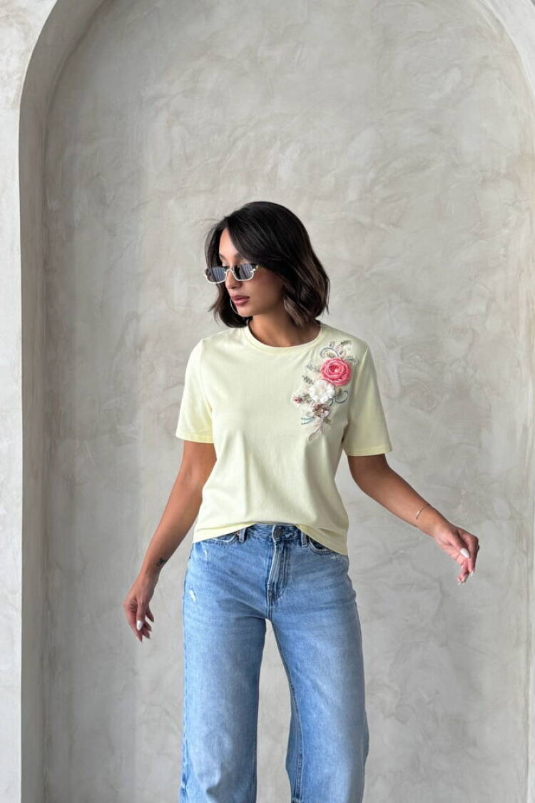 Floral Casual Blouse With Short Sleeves