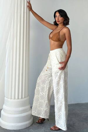 White Boho Elegant Palazzo Pants - Brand: Topshow - Women's Clothing Wholesale - Globality Store