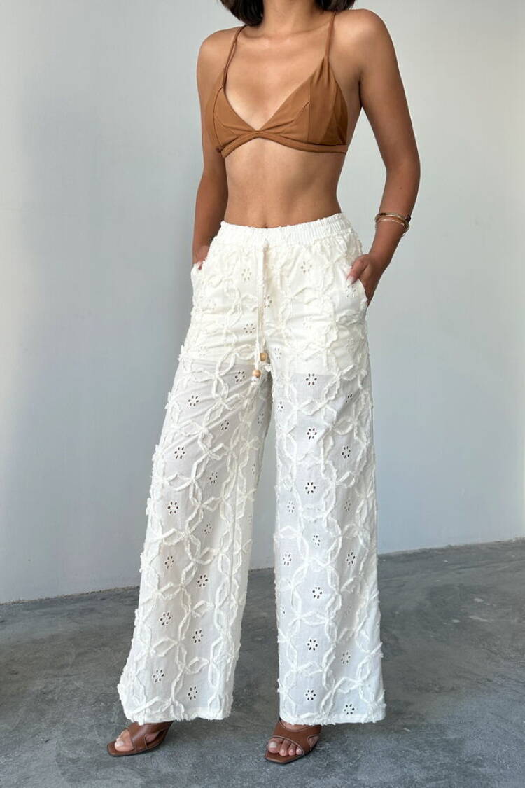 White Boho Elegant Palazzo Pants