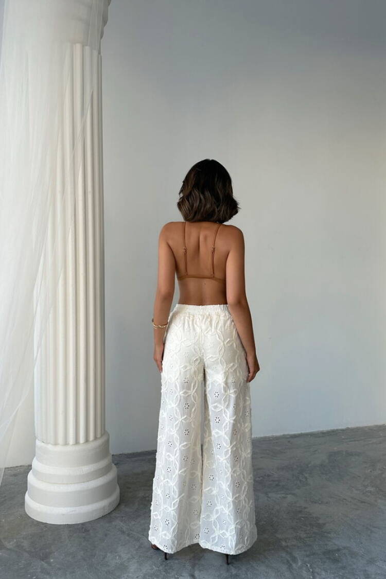 White Boho Elegant Palazzo Pants