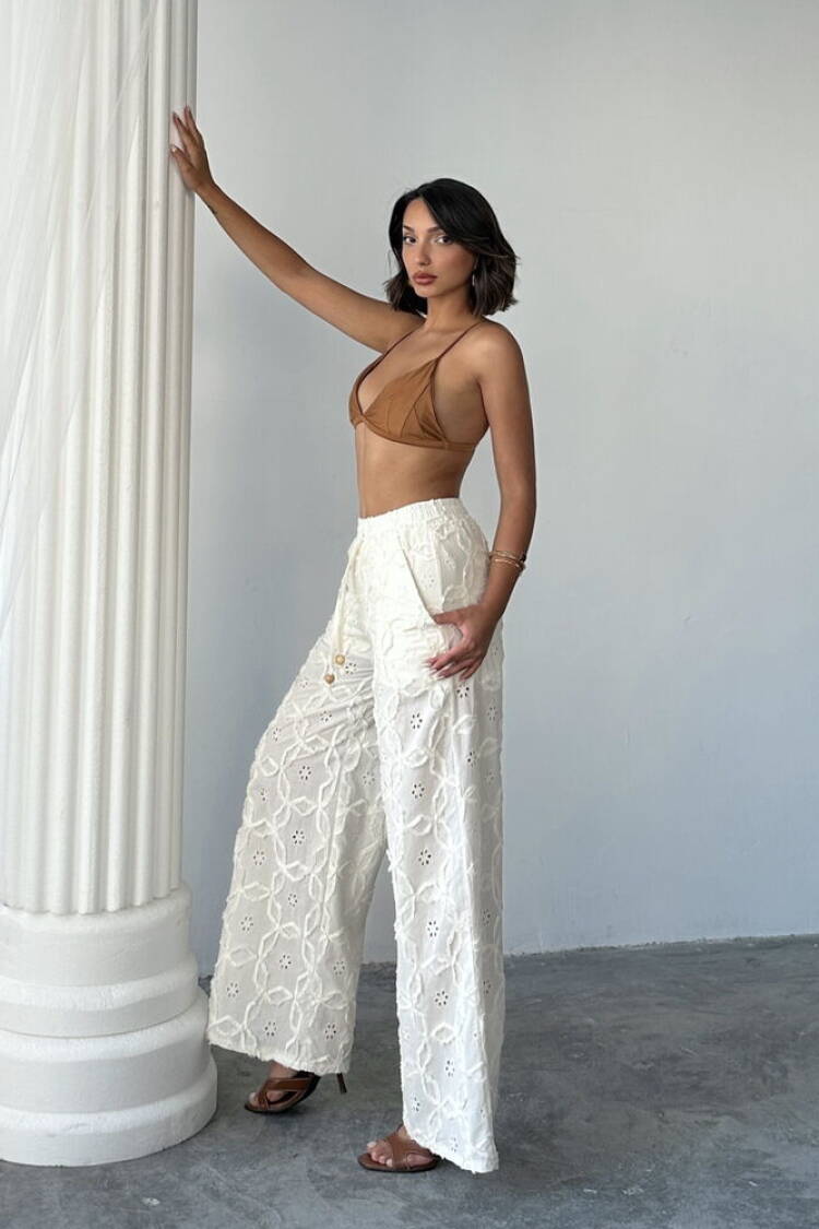 White Boho Elegant Palazzo Pants