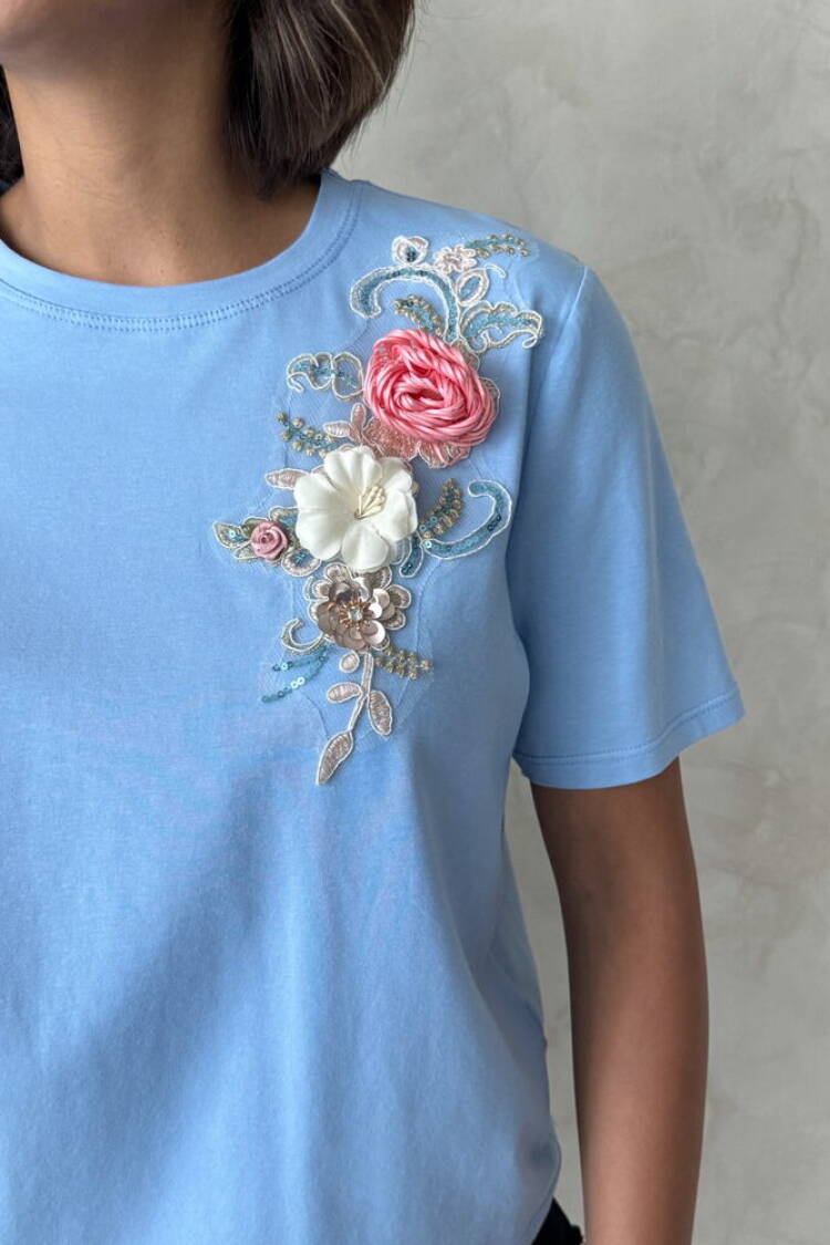 Floral Casual Blouse With Short Sleeves