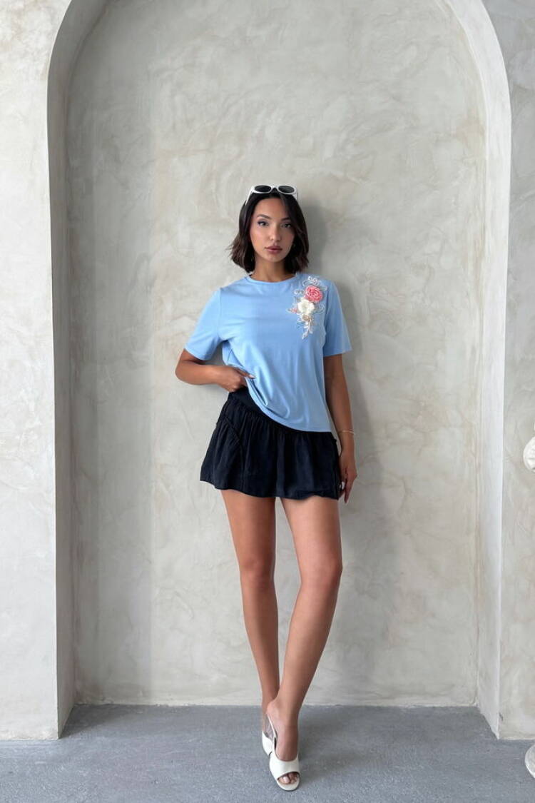 Floral Casual Blouse With Short Sleeves