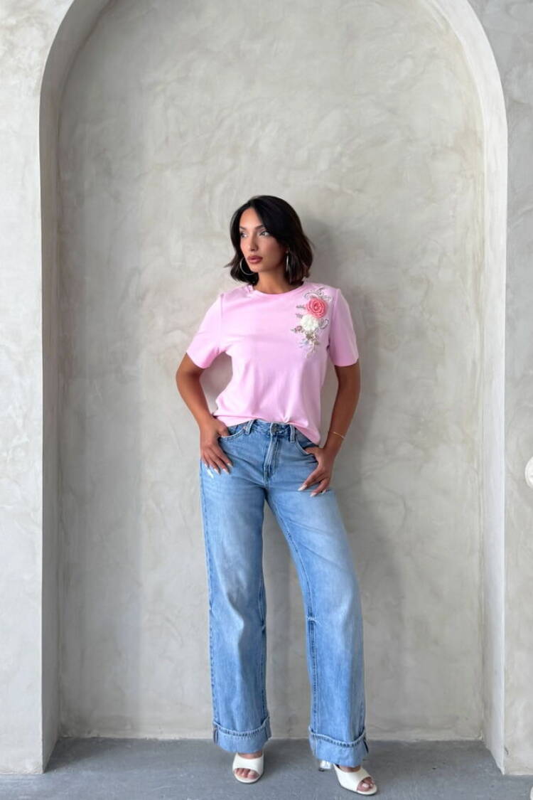 Floral Casual Blouse With Short Sleeves
