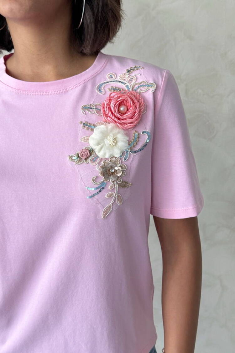Floral Casual Blouse With Short Sleeves