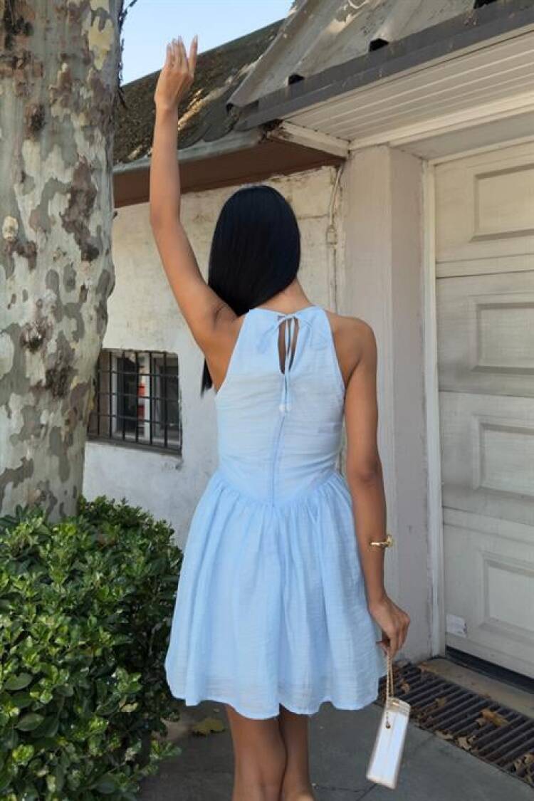 Sleeveless Skater Dress With Halter Neck