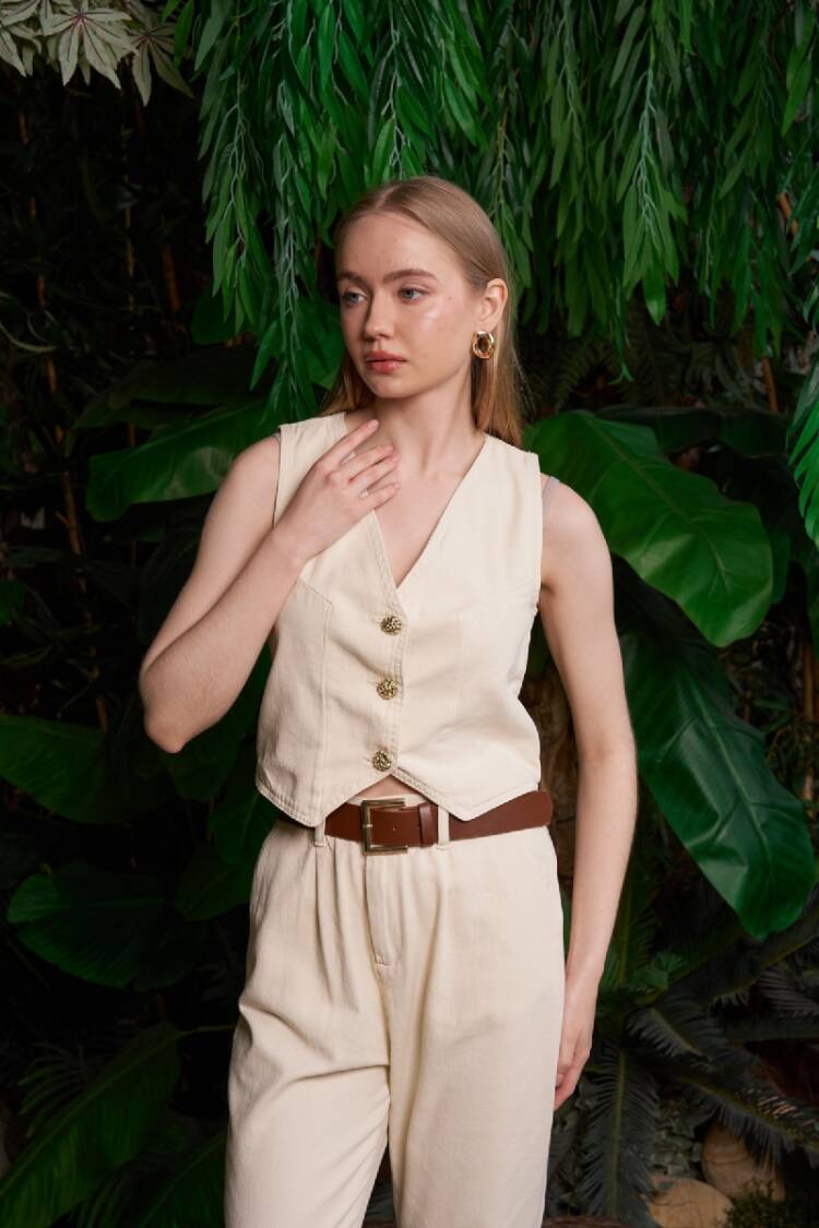 Beige Casual Formal Elegant Vest
