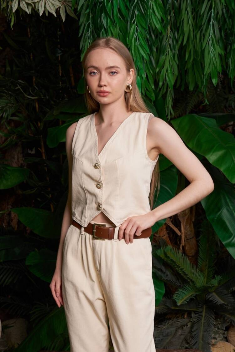 Beige Casual Formal Elegant Vest