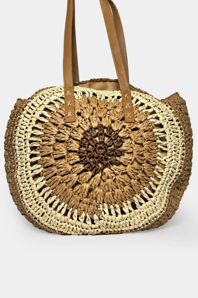 Embroidery Detail Straw Bag - Beige - Brand: Black Fashion - Women's Clothing Wholesale - Globality Store