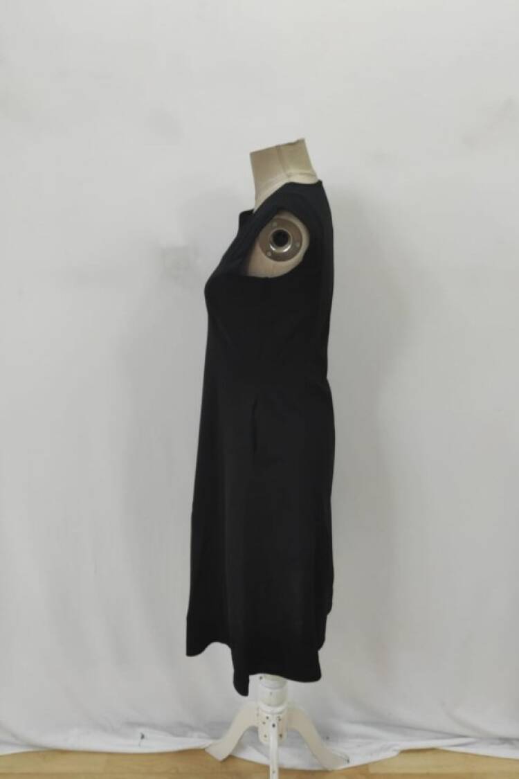 Black Elegant A-Line Notched Neck Dress