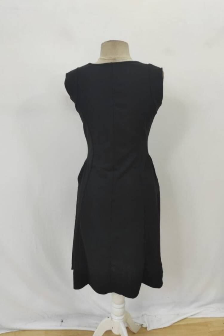 Black Elegant A-Line Notched Neck Dress
