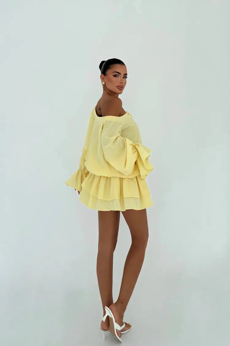 Babydoll Mini Dress With Bell Sleeves