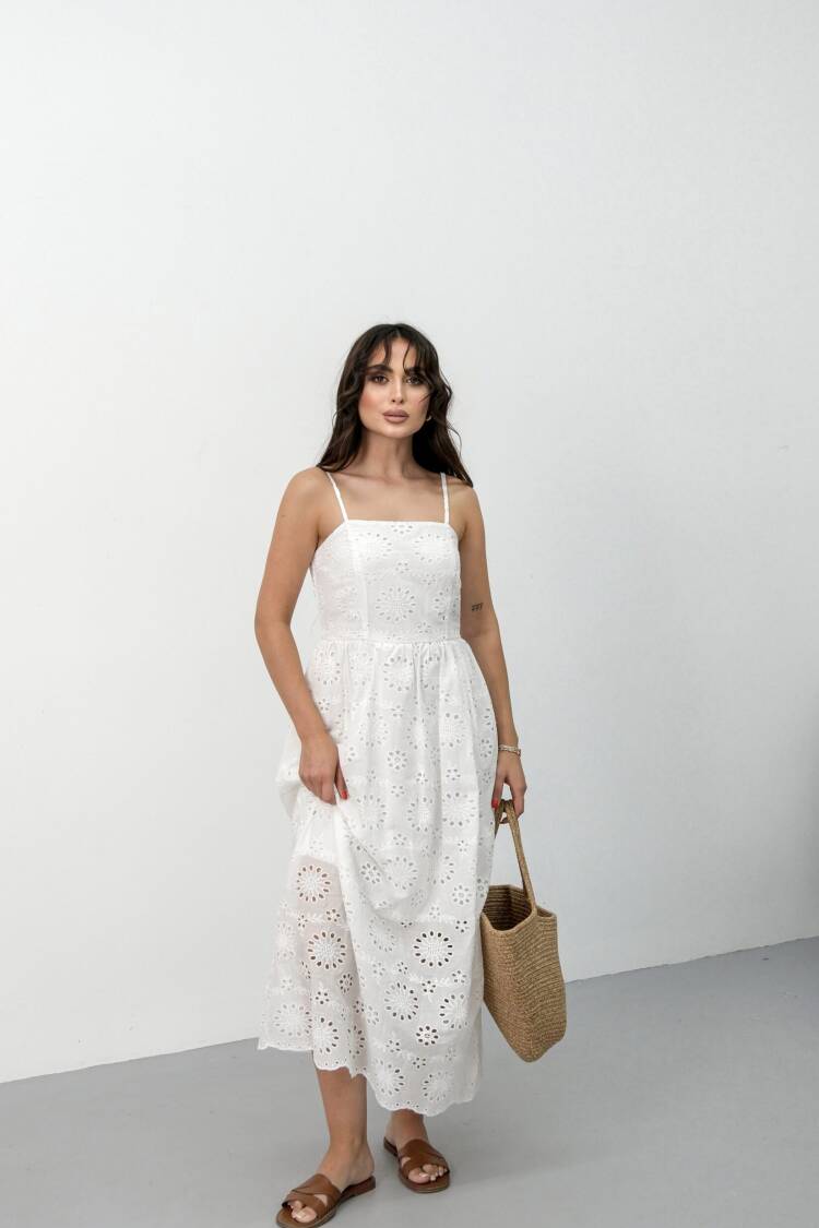 White A-Line Sleeveless Cap Sleeve Dress