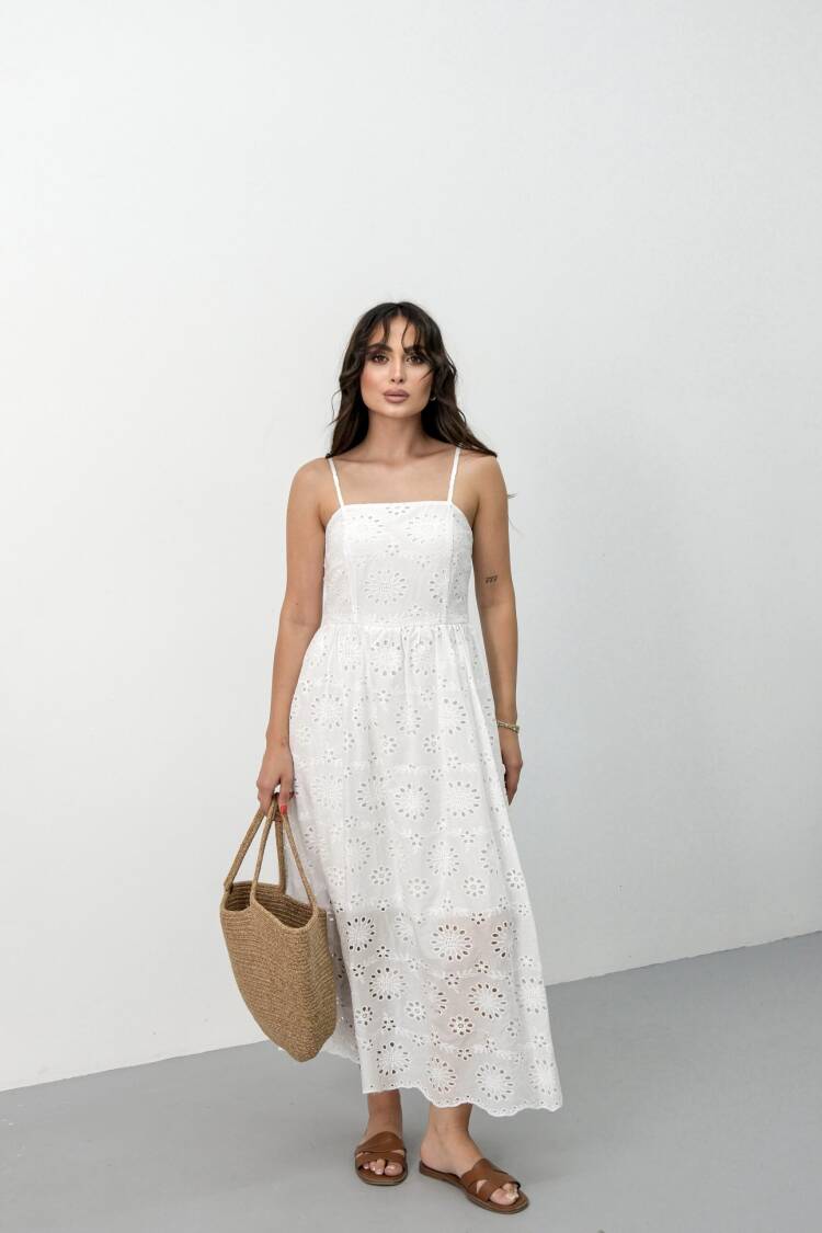 White A-Line Sleeveless Cap Sleeve Dress
