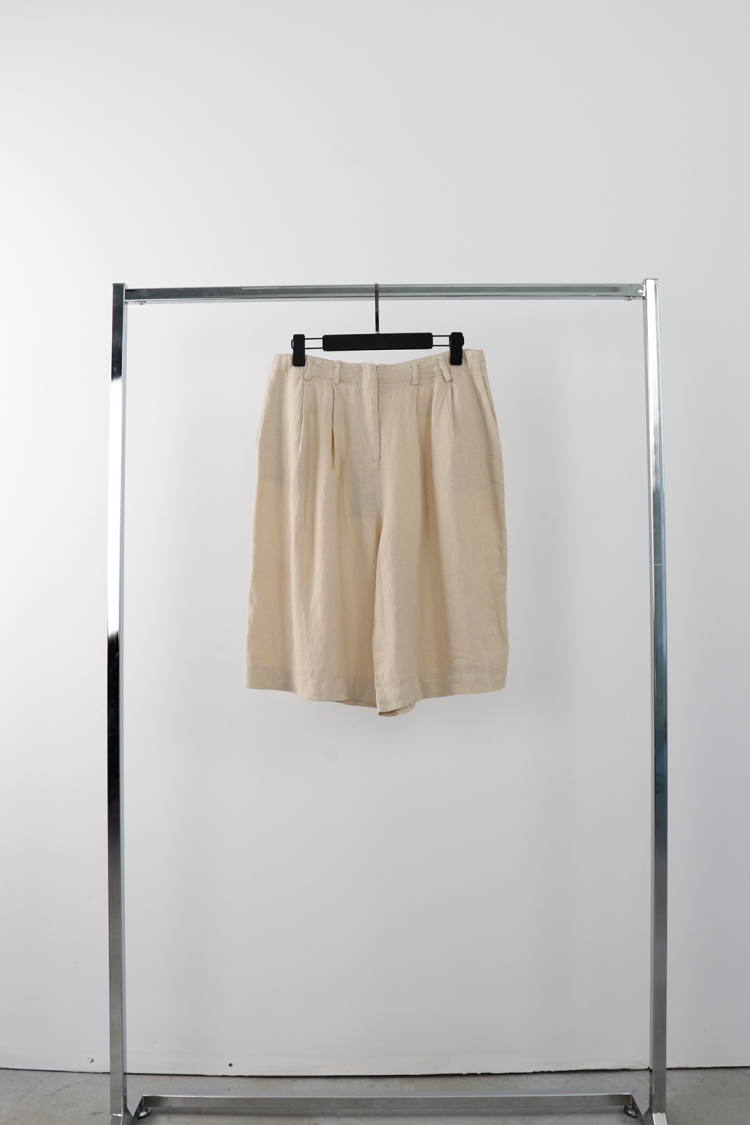 Beige Pants - High Waist Wide Leg Cropped Culottes - Brand: Cream Rouge - Women's Clothing Wholesale - Globality Store