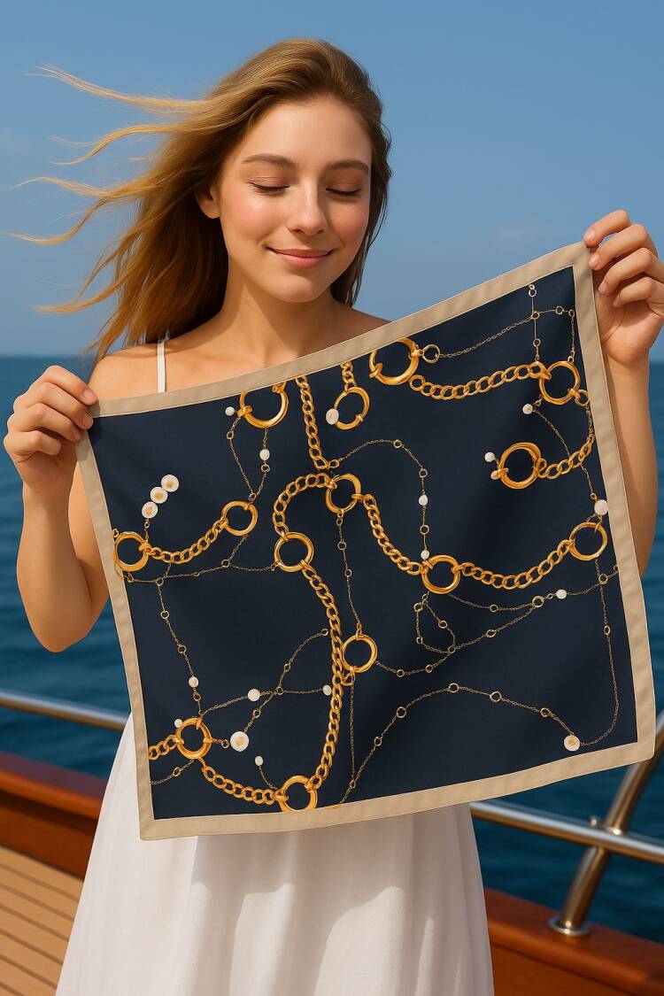 Elegant Navy Blue Shawl For Formal Occasions - Brand: Axesoire - Women's Clothing Wholesale - Globality Store