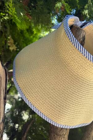 Beige Hat – Striped Casual Beach Summer Hat - Brand: Axesoire - Women's Clothing Wholesale - Globality Store