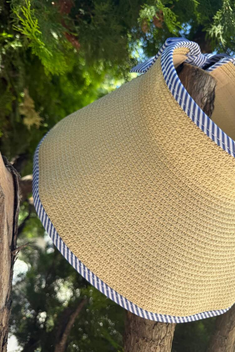 Beige Hat – Striped Casual Beach Summer Hat