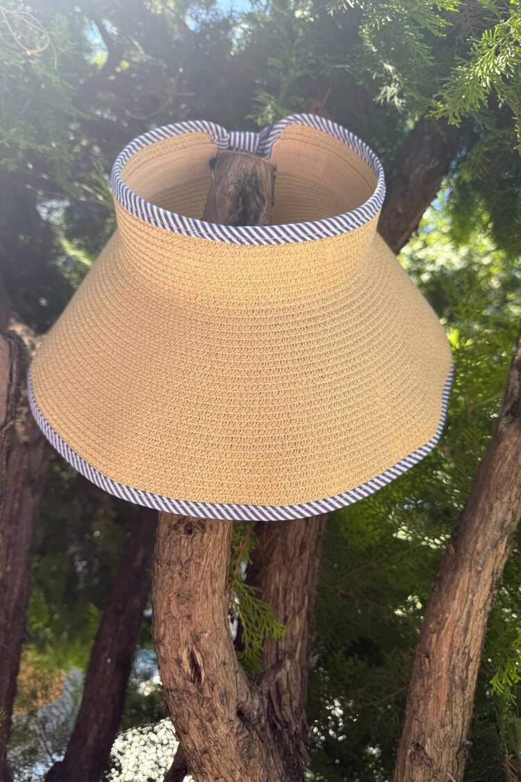 Beige Hat – Striped Casual Beach Summer Hat
