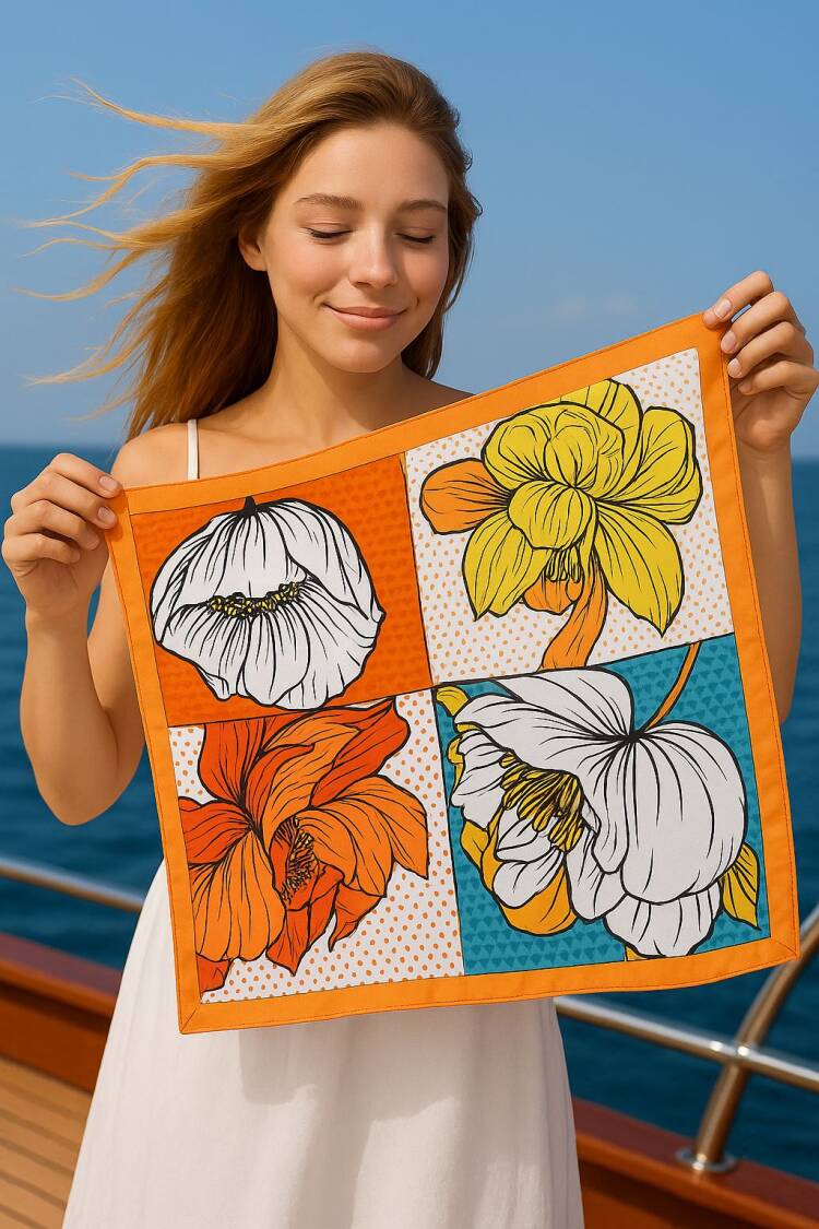 Orange Floral Casual Boho Elegant Shawl - Brand: Axesoire - Women's Clothing Wholesale - Globality Store