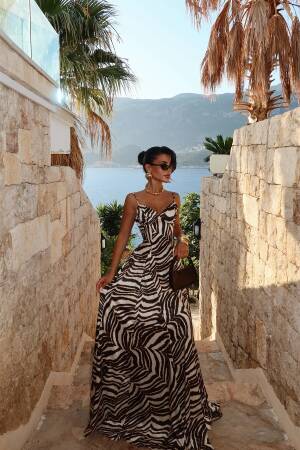 Black Zebra Print Fit And Flare Dress