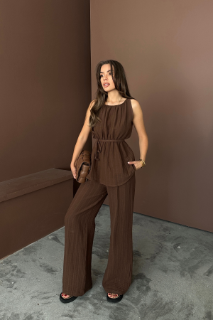 Mueslin Sleeveless Blouse - Trousers Tk - Brand: Ello - Women's Clothing Wholesale - Globality Store