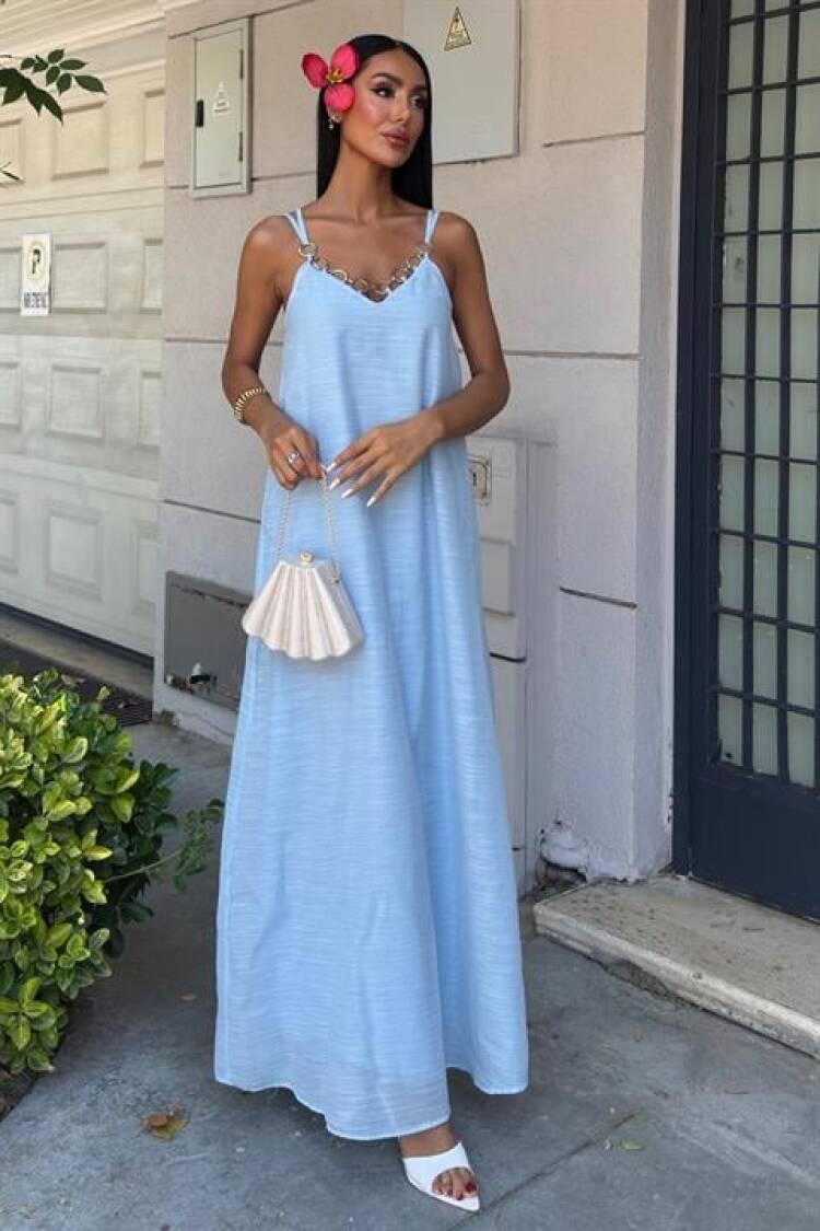 Elegant Slip Dress With Cap Sleeves - Brand: Sobe Istanbul - Women's Clothing Wholesale - Globality Store
