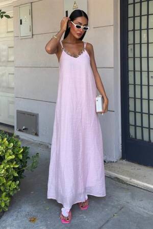 Sleeveless V-Neck Floor Length Slip Dress - Brand: Sobe Istanbul - Women's Clothing Wholesale - Globality Store