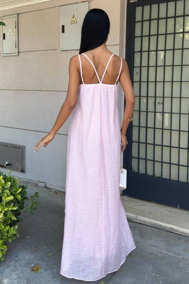 Sleeveless V-Neck Floor Length Slip Dress