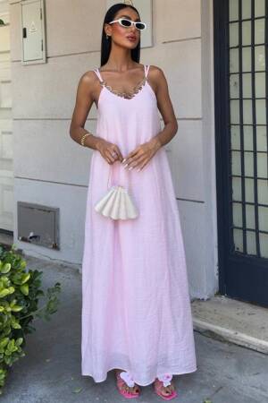 Sleeveless V-Neck Floor Length Slip Dress - Brand: Sobe Istanbul - Women's Clothing Wholesale - Globality Store