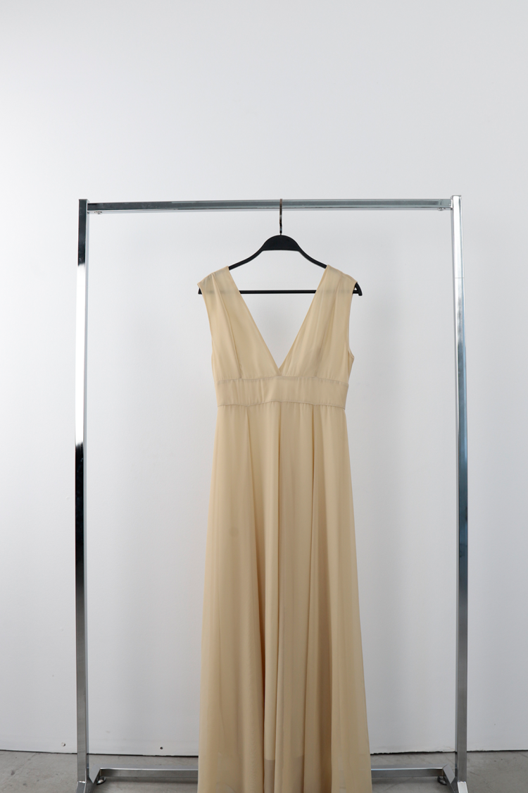 Beige Elegant Maxi A-Line Sleeveless Dress - Brand: Cream Rouge - Women's Clothing Wholesale - Globality Store