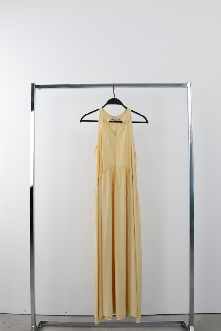 Beige Fit And Flare V-Neck Dress - Brand: Cream Rouge - Women's Clothing Wholesale - Globality Store