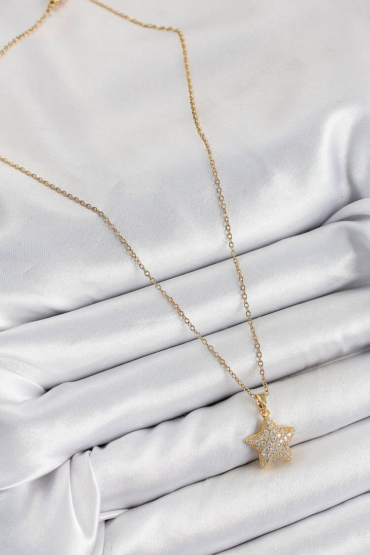 316l Steel Zircon Stone Star Model Gold Color Women Necklace