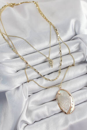 Brass Multi Chain Oyster Pattern Gold Color Women Necklace - Brand: Ebijuteri - Women's Clothing Wholesale - Globality Store