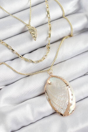Brass Multi Chain Oyster Pattern Gold Color Women Necklace - Brand: Ebijuteri - Women's Clothing Wholesale - Globality Store
