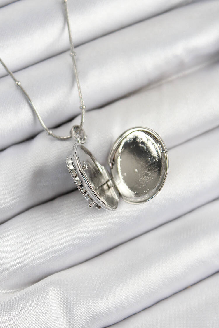 316l Steel Chain Openable Phoenix Model Zircon Stone Silver Color Women Necklace