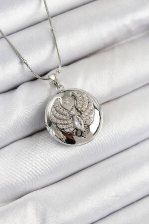 316l Steel Chain Openable Phoenix Model Zircon Stone Silver Color Women Necklace - Brand: Ebijuteri - Women's Clothing Wholesale - Globality Store