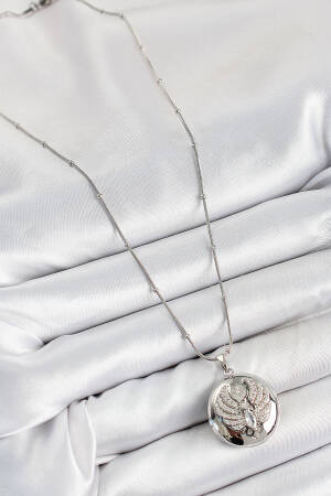 316l Steel Chain Openable Phoenix Model Zircon Stone Silver Color Women Necklace - Brand: Ebijuteri - Women's Clothing Wholesale - Globality Store
