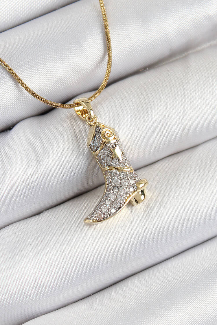 316l Steel Zircon Stone Boots Model Gold Color Women Necklace - Brand: Ebijuteri - Women's Clothing Wholesale - Globality Store