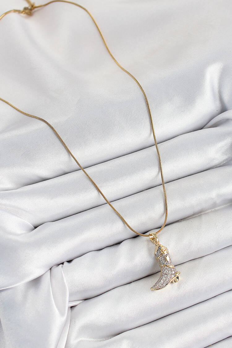 316l Steel Zircon Stone Boots Model Gold Color Women Necklace