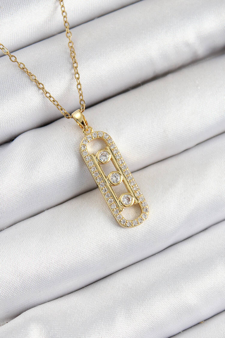 316l Steel Zircon Stone Messika Model Gold Color Women Necklace - Brand: Ebijuteri - Women's Clothing Wholesale - Globality Store