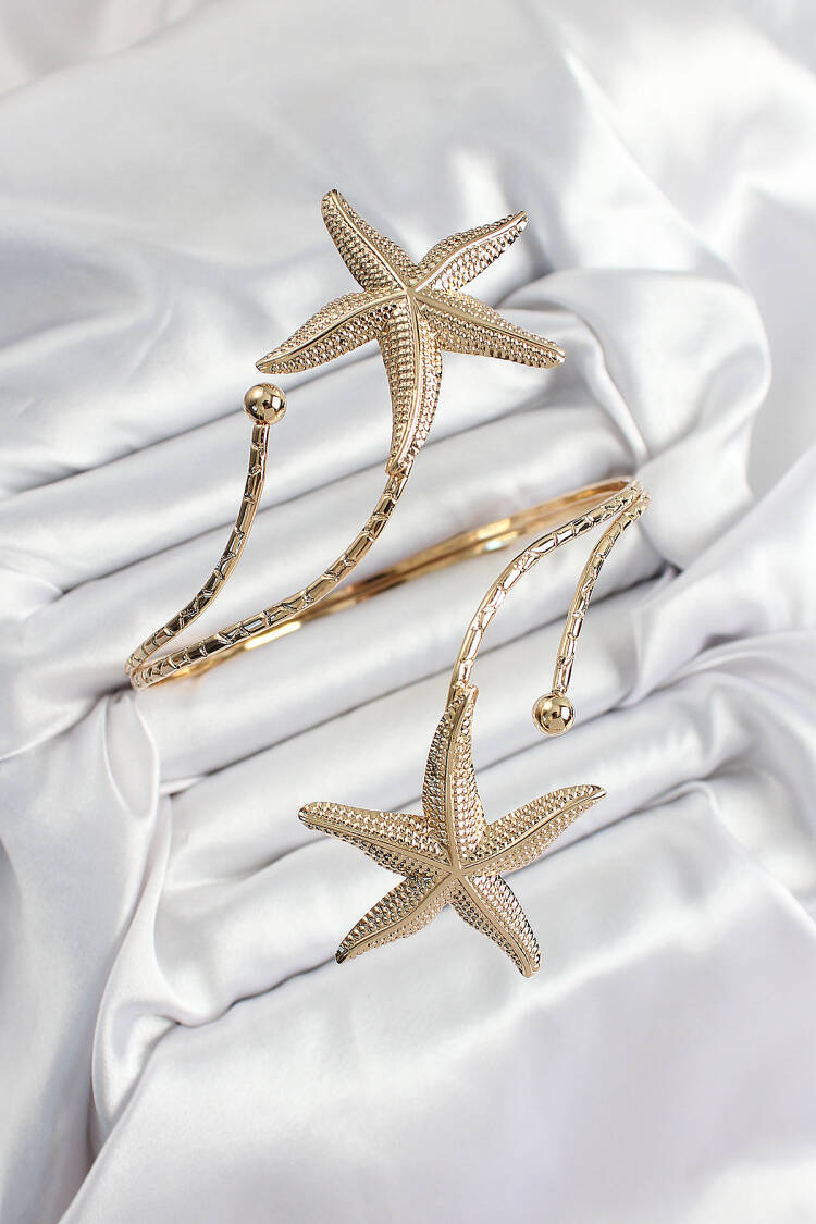 Brass Starfish Model Gold Color Women's Waist Bracelet - Brand: Ebijuteri - Women's Clothing Wholesale - Globality Store