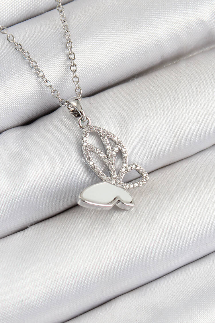 316l Steel Zircon Stone Butterfly Model Silver Color Women Necklace - Brand: Ebijuteri - Women's Clothing Wholesale - Globality Store