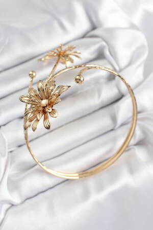 Brass Daisy Pattern Gold Color Women's Waist Bracelet - Brand: Ebijuteri - Women's Clothing Wholesale - Globality Store