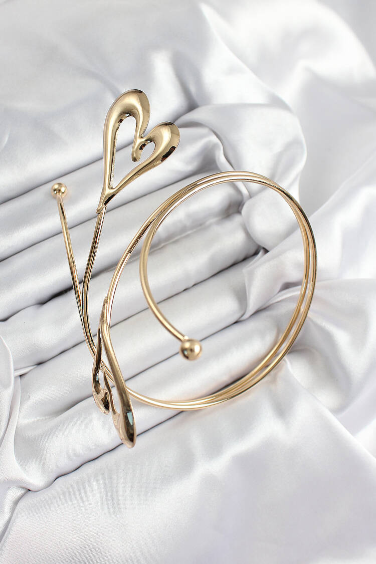 Brass Heart Pattern Gold Color Women's Waist Bracelet