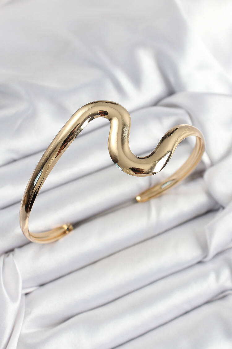 Brass Wavy Pattern Gold Color Women's Waist Bracelet - Brand: Ebijuteri - Women's Clothing Wholesale - Globality Store