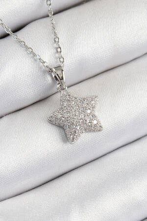 316l Steel Zircon Stone Star Model Silver Color Women Necklace - Brand: Ebijuteri - Women's Clothing Wholesale - Globality Store