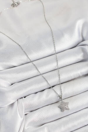 316l Steel Zircon Stone Star Model Silver Color Women Necklace - Brand: Ebijuteri - Women's Clothing Wholesale - Globality Store