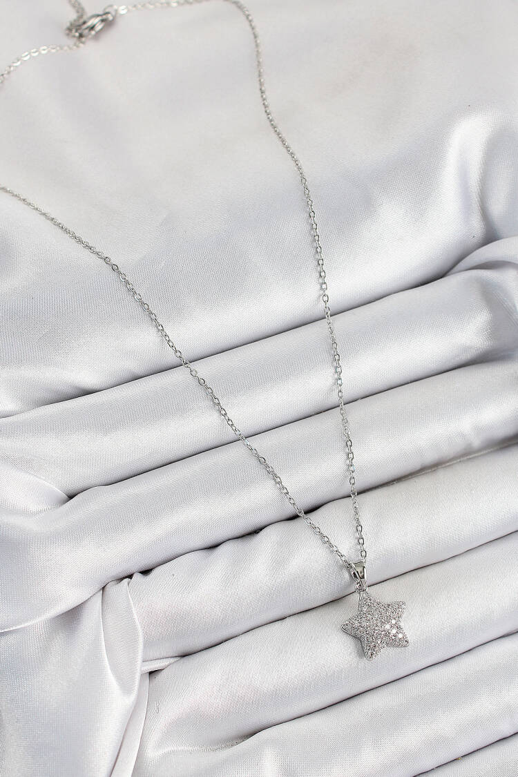 316l Steel Zircon Stone Star Model Silver Color Women Necklace
