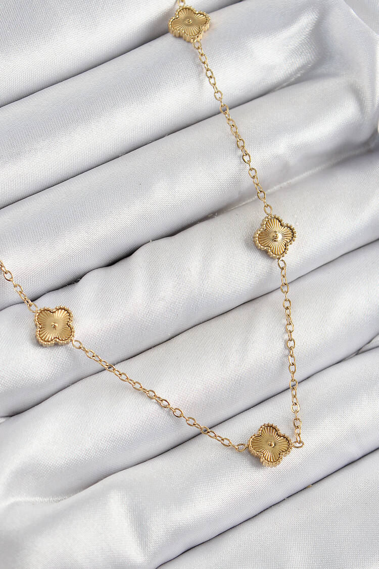 316l Steel Clover Model Gold Color Women Necklace - Brand: Ebijuteri - Women's Clothing Wholesale - Globality Store